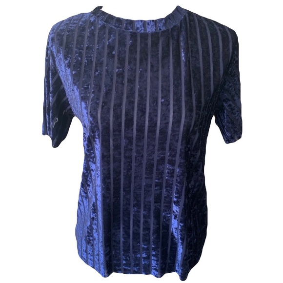 Tops - 3/$15 Velvet Mesh Vertical Stripe Short Sleeve Tee